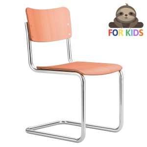 THONET Stahlrohr-Freischwinger S 43 K für Kinder - koralle gebeizt - Gestell verchromt THONET Stahlrohr-Freischwinger S 43 K für Kinder - koralle gebeizt - Gestell verchromt