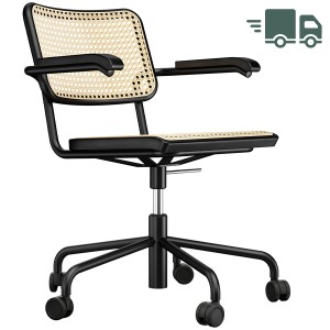 THONET Drehsessel S 64 VDR Rohrgeflecht-Sitz mit Armlehnen - Gestell schwarz THONET Drehsessel S 64 VDR Rohrgeflecht-Sitz mit Armlehnen - Gestell schwarz