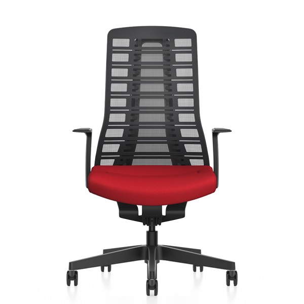 Interstuhl PUREis3 PU213 Bürostuhl schwarz mit rotem Polster 
