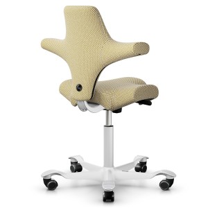 HAG Capisco 8106 mit Designstoff Sisu yellow and white Ansicht von hinten HAG Capisco 8106 mit Designstoff Sisu yellow and white Ansicht von hinten