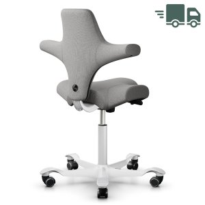HAG CAPISCO 8106 Stoff Cura hellgrau mit Sattelsitz - Gestell weiß HAG CAPISCO 8106 Stoff Cura hellgrau mit Sattelsitz - Gestell weiß