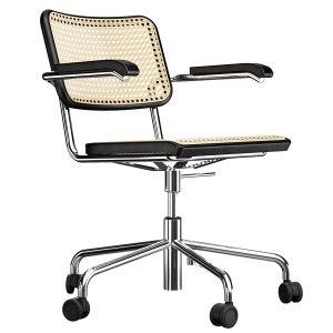 THONET Drehsessel S 64 VDR Atelier Rohrgeflecht-Sitz mit Armlehnen - Gestell verchromt THONET Drehsessel S 64 VDR Atelier Rohrgeflecht-Sitz mit Armlehnen - Gestell verchromt