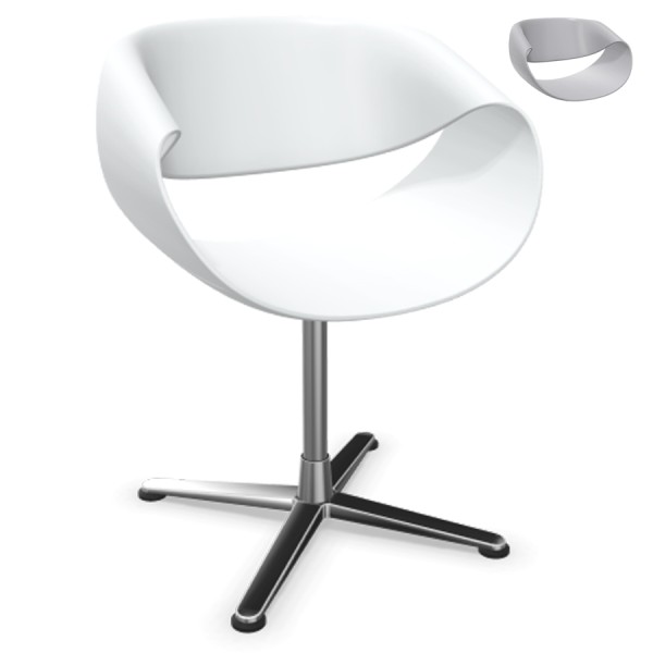 Little Perillo PT052 - Schale weiß - Gestell Aluminium verchromt - Front