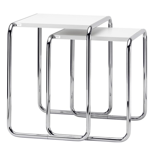 THONET Beistelltische SET B9 a+b weiß - Gestell chrom 