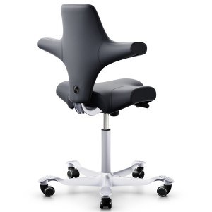 HAG CAPISCO 8106 Lederbezug Anthrazit Sattelsitz - Gestell silber HAG CAPISCO 8106 Lederbezug Anthrazit Sattelsitz - Gestell silber