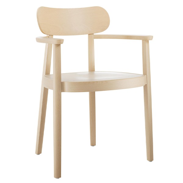 THONET 118 MFV Holzstuhl mit Armlehnen | Muldensitz | Buche gebeizt aufgehellt