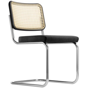 THONET Stahlrohr-Freischwinger S 32 SPV Rücken Rohrgeflecht, Sitz vollgepolstert - Gestell verchromt THONET Stahlrohr-Freischwinger S 32 SPV Rücken Rohrgeflecht, Sitz vollgepolstert - Gestell verchromt