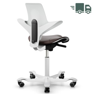 HAG CAPISCO PULS 8020 Sitzfläche Leder dunkelbraun - Sitzschale u. Gestell weiß HAG CAPISCO PULS 8020 Sitzfläche Leder dunkelbraun - Sitzschale u. Gestell weiß