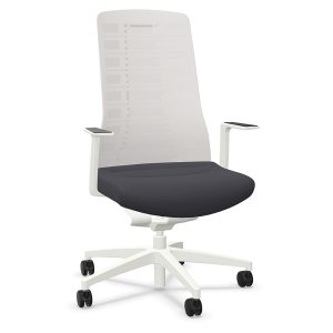 Interstuhl PUREis3 PU213 weiß mit Netzrücken Sitz eisengrau vorne Interstuhl PUREis3 PU213 weiß mit Netzrücken Sitz eisengrau vorne