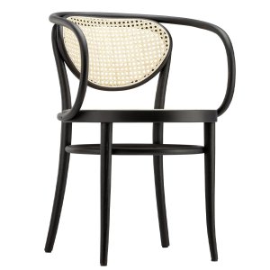 THONET 210 R Bugholzarmlehnenstuhl Buche schwarz gebeizt mit Rohrgeflecht THONET 210 R Bugholzarmlehnenstuhl Buche schwarz gebeizt mit Rohrgeflecht