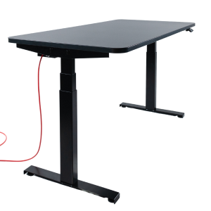 Schreibtisch NewWORK elektrisch höhenverstellbar - Platte abgerundet komplett schwarz - seitliche Ansicht Schreibtisch NewWORK elektrisch höhenverstellbar - Platte abgerundet komplett schwarz - seitliche Ansicht
