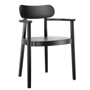 THONET 118 MFV Holzstuhl mit Armlehnen | Muldensitz | Buche gebeizt schwarz THONET 118 MFV Holzstuhl mit Armlehnen | Muldensitz | Buche gebeizt schwarz