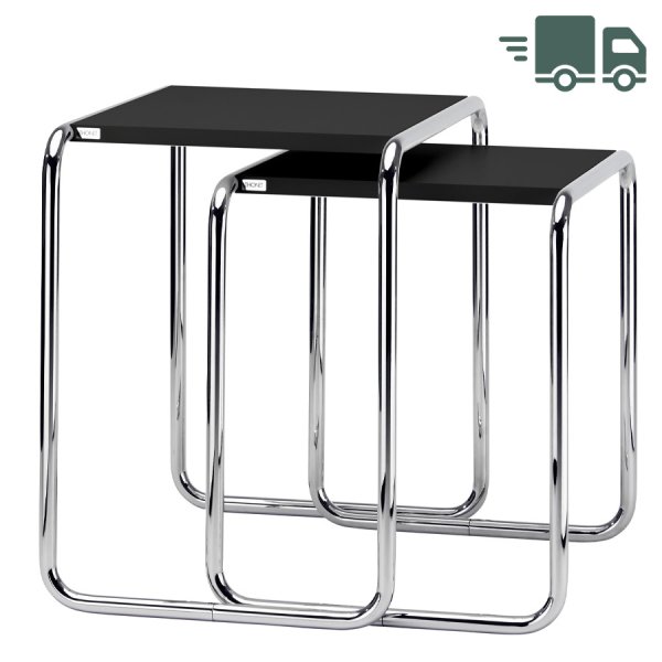THONET Beistelltische SET B9 a+b schwarz - Gestell chrom 