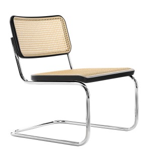 THONET Stahlrohr-Lounge-Freischwinger S 32 VL Rohrgeflecht-Sitz Buche gebeizt - Gestell verchromt THONET Stahlrohr-Lounge-Freischwinger S 32 VL Rohrgeflecht-Sitz Buche gebeizt - Gestell verchromt