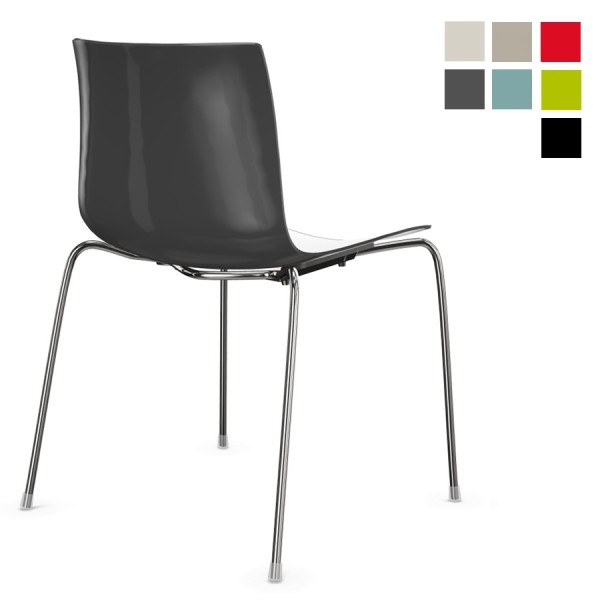 arper catifa 46 0251 bicolor - Schale schwarz/weiß - Gestell verchromt