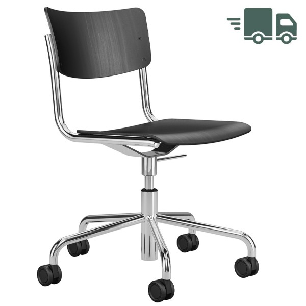 THONET Drehsessel S 43 DR schwarz - Gestell verchromt