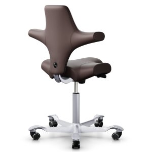 HAG CAPISCO 8106 Lederbezug braun Sattelsitz Gestell silber HAG CAPISCO 8106 Lederbezug braun Sattelsitz Gestell silber