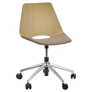 THONET S 661 SPVDR Formholz-Stuhl - Sitzfläche gepolstert - Eiche - Fußkreuz Alu poliert mit Rollen THONET S 661 SPVDR Formholz-Stuhl - Sitzfläche gepolstert - Eiche - Fußkreuz Alu poliert mit Rollen
