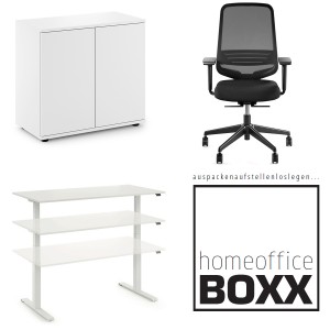 FM Homeoffice BOXX 3.1 - EASY GO Schreibtisch, ATTACK Bürodrehstuhl und SPACE Flügeltürenschrank FM Homeoffice BOXX 3.1 - EASY GO Schreibtisch, ATTACK Bürodrehstuhl und SPACE Flügeltürenschrank