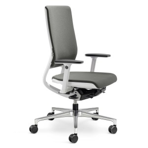 Klöber MERA 98 weiß mit hoher Rückenlehne Stoff Comfort grau Klöber MERA 98 weiß mit hoher Rückenlehne Stoff Comfort grau