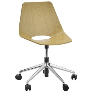THONET S 661 DR Formholz-Stuhl - Fußkreuz mit Rollen - Edelholz Eiche - Gestell poliert THONET S 661 DR Formholz-Stuhl - Fußkreuz mit Rollen - Edelholz Eiche - Gestell poliert