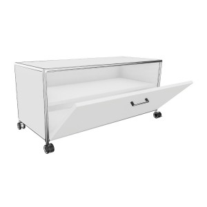 Bosse TV-Board 1 OH Breite 100 cm in Melamin Weiß mit Klappe offen Bosse TV-Board 1 OH Breite 100 cm in Melamin Weiß mit Klappe offen