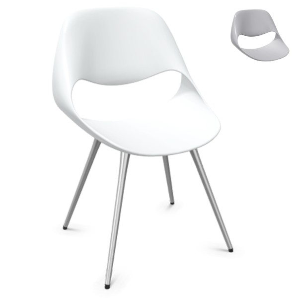 Züco Little Perillo XS Schale weiß - Gestell Alu verchromt - Front