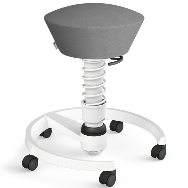 Aeris Swopper Mikrofaser Comfort grau mit Rollen - Gestell weiß - Standardfeder