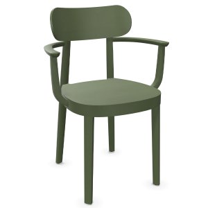 THONET 118 MF Holzstuhl mit Muldensitz u. Armlehnen Buche gebeizt olivgrün THONET 118 MF Holzstuhl mit Muldensitz u. Armlehnen Buche gebeizt olivgrün