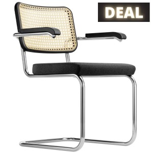 Lagerabverkauf: THONET S 64 SPV | Buche schwarz gebeizt | Rücken Rohrgeflecht | Sitz vollgepolstert Lagerabverkauf: THONET S 64 SPV | Buche schwarz gebeizt | Rücken Rohrgeflecht | Sitz vollgepolstert