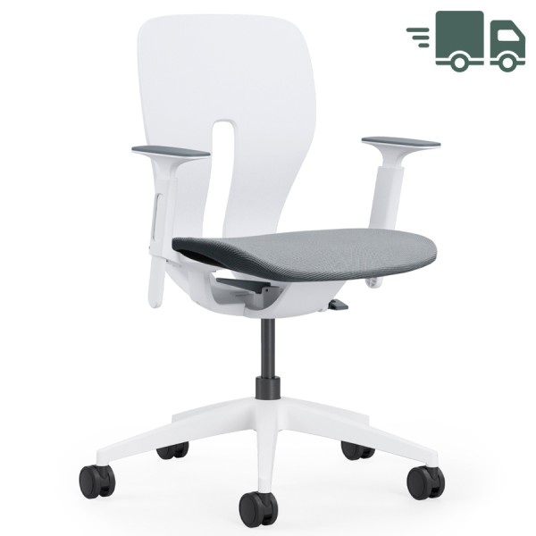 Klöber LIM Drehstuhl weiß mit Changeable grau-weiß - Armlehnen höhenverstellbar