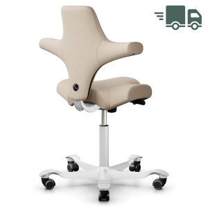 HAG CAPISCO 8106 Stoff Select hellbeige mit Sattelsitz - Gestell weiß HAG CAPISCO 8106 Stoff Select hellbeige mit Sattelsitz - Gestell weiß