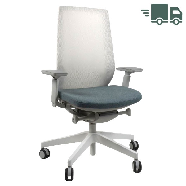 Profim AccisPro mit Netzrücken weiß und Sitzbezug Main Line Flax MLF25