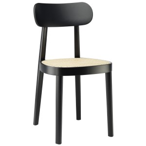 THONET 118 Holzstuhl Buche gebeizt schwarz mit Rohrgeflecht-Sitz THONET 118 Holzstuhl Buche gebeizt schwarz mit Rohrgeflecht-Sitz