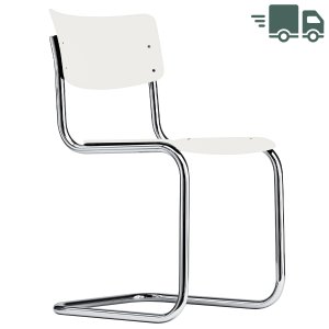 THONET Stahlrohr-Freischwinger S 43 weiß decklackiert - Gestell verchromt THONET Stahlrohr-Freischwinger S 43 weiß decklackiert - Gestell verchromt