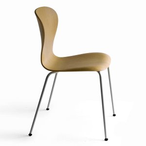 THONET S 220 Formholz-Stuhl Edelholz Eiche - Gestell weiß - Seitenansicht THONET S 220 Formholz-Stuhl Edelholz Eiche - Gestell weiß - Seitenansicht
