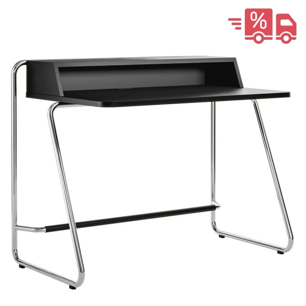 THONET Stahlrohr Schreibtisch S 1200 schwarz Esche offenporig - Gestell verchromt