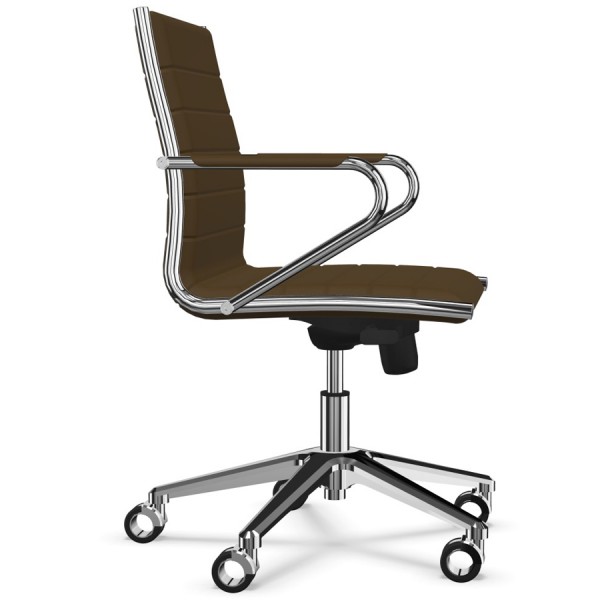 Sitland Classic Managerstuhl Leder dunkelbraun mit Armlehnen - Seitenansicht 