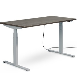 Schreibtisch NewWORK elektrisch höhenverstellbar - Gestell silber - Platte Denver Eiche Schreibtisch NewWORK elektrisch höhenverstellbar - Gestell silber - Platte Denver Eiche