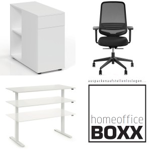 FM Homeoffice BOXX 3.0 - EASY GO Schreibtisch, ATTACK Bürodrehstuhl und STAND BY Standcontainer FM Homeoffice BOXX 3.0 - EASY GO Schreibtisch, ATTACK Bürodrehstuhl und STAND BY Standcontainer