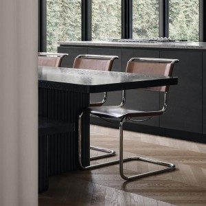 THONET Stahlrohr-Freischwinger S 33 Sitz und Rücken Kernleder schokobraun - Gestell chrom THONET Stahlrohr-Freischwinger S 33 Sitz und Rücken Kernleder schokobraun - Gestell chrom
