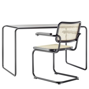 THONET Stahlrohr Schreibtisch S 285/0 | Esche gebeizt schwarz | Gestell schwarz matt THONET Stahlrohr Schreibtisch S 285/0 | Esche gebeizt schwarz | Gestell schwarz matt