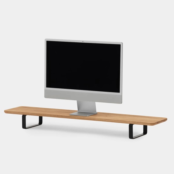 Oakywood Schreibtischaufsatz Desk Shelf, Oberfläche Eiche Massivholz, Gestell schwarz