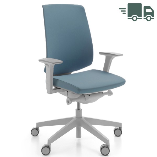 Profim LightUp 230 SL mit Polsterrücken hellgrau und Bezug Step hellblau