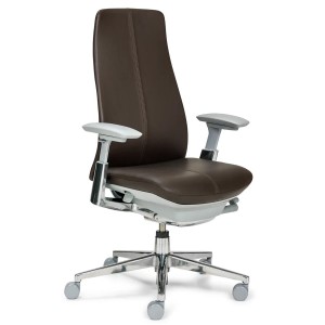 HAWORTH Fern Leder 1148 - Kunststoffteile Fog - Gestell Alu poliert - Front HAWORTH Fern Leder 1148 - Kunststoffteile Fog - Gestell Alu poliert - Front