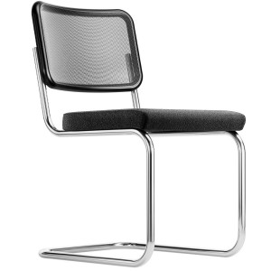THONET Stahlrohr-Freischwinger S 32 SPVN Netzrücken, Sitz vollgepolstert - Gestell verchromt THONET Stahlrohr-Freischwinger S 32 SPVN Netzrücken, Sitz vollgepolstert - Gestell verchromt