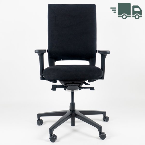 Klöber Mera98 Schwarz mit Bezug Comfort+ und Alufußkreuz - Front