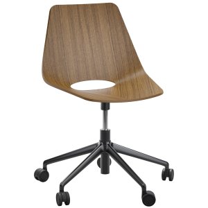 THONET S 661 DR Formholz-Stuhl - Fußkreuz mit Rollen - Edelholz Nussbaum - Gestell schwarz matt THONET S 661 DR Formholz-Stuhl - Fußkreuz mit Rollen - Edelholz Nussbaum - Gestell schwarz matt