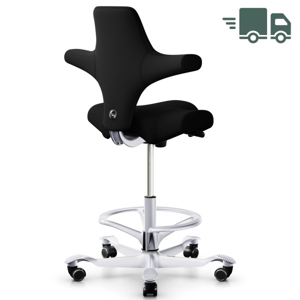 HAG CAPISCO 8106 | Stehhilfe mit Fußring | Stoff Xtreme schwarz | Gestell silber Hag Capisco 8106 Stehhilfe mit Fußring