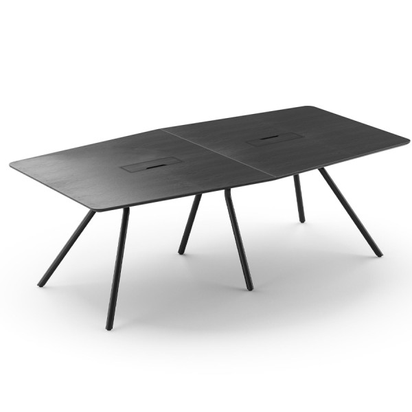 narbutas ARQUS Konferenztisch mit 8 Sitzplätzen mit Tischplatte in schwarz lackierter Eiche